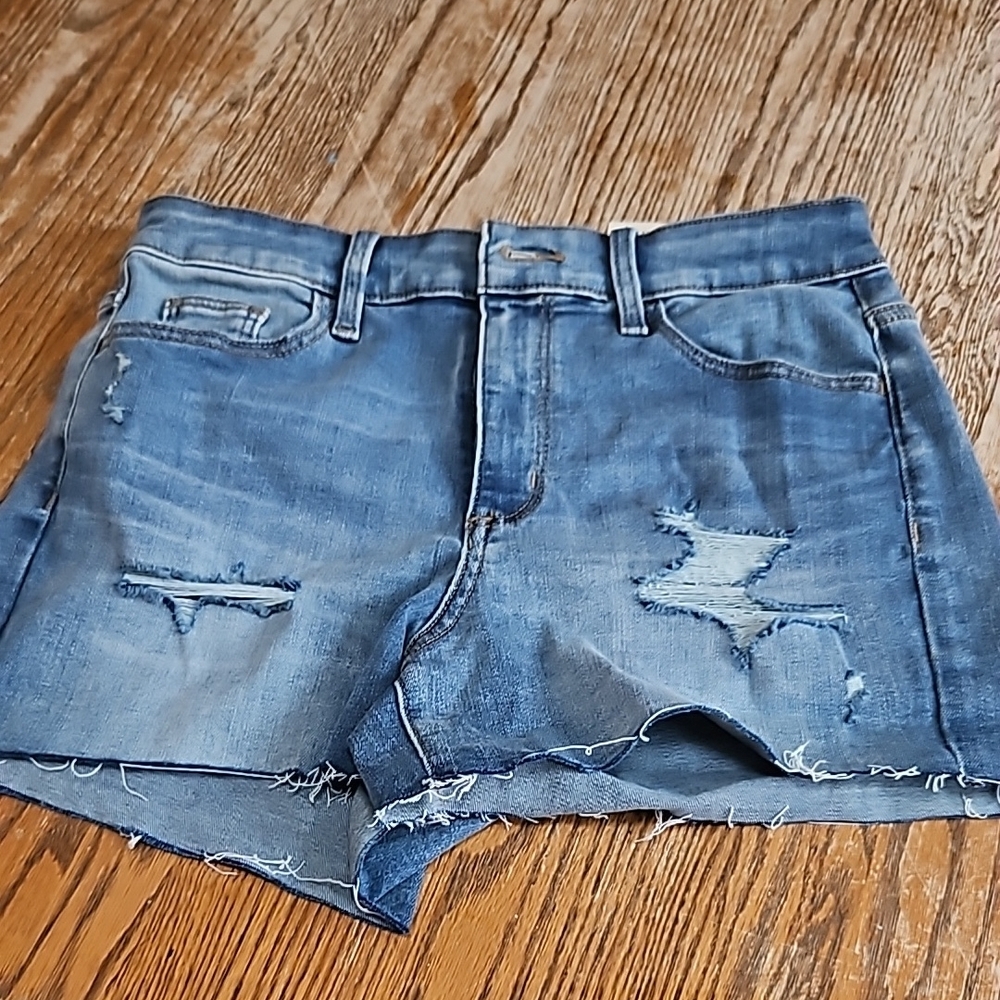 Denim Distressed Women High Rise Midi Shorts